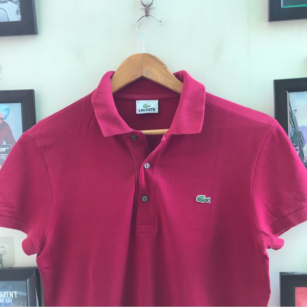 Maroon Lacoste polo tee (S) - Picture 6 of 6